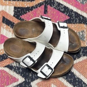 Birkenstock White Double Buckle Kids Sandals